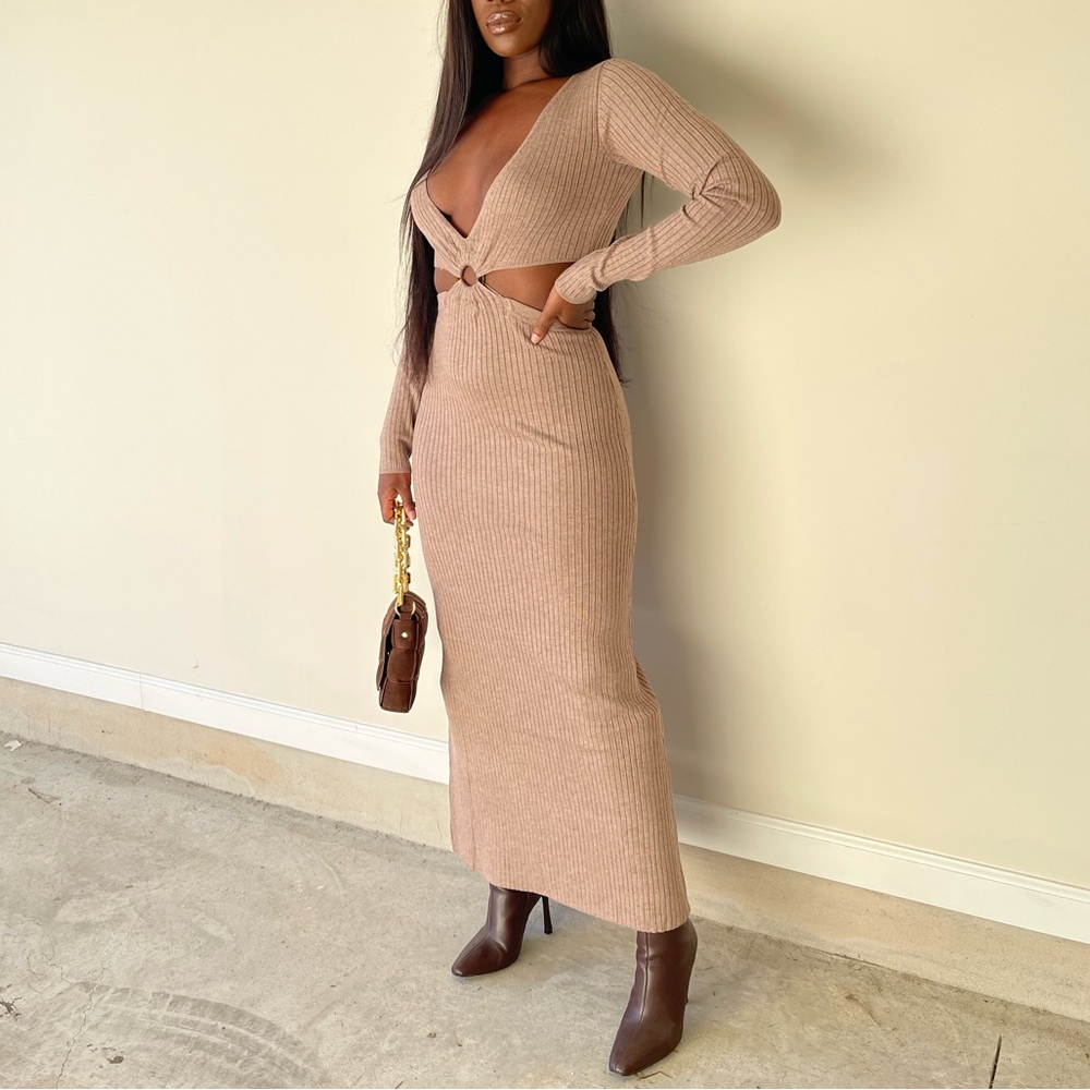 Long Sleeve Cut-Out Maxi Dress
